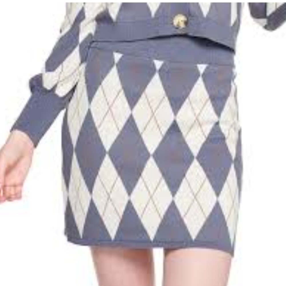 SO Argyle Sweater Mini Skirt Juniors Medium NWT Elastic Waist Cotton Knit